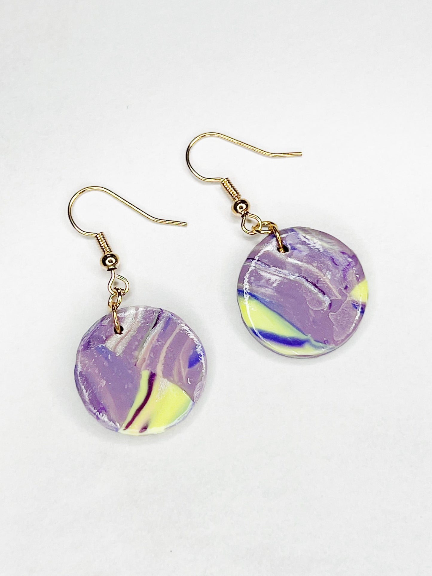 Golden Purple Drop Earrings