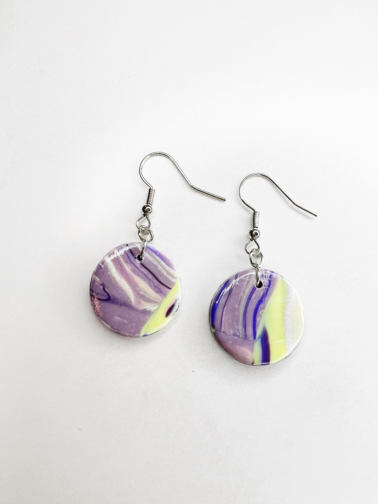 Silver Purple Drop Earrings